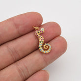 18K Gold Filled Charm CZ Micro Pave Rainbow Color Seahorse Charm, Pave Seahorse Pendant, Pave Seahorse Charm for Necklace Bracelet, CP1409